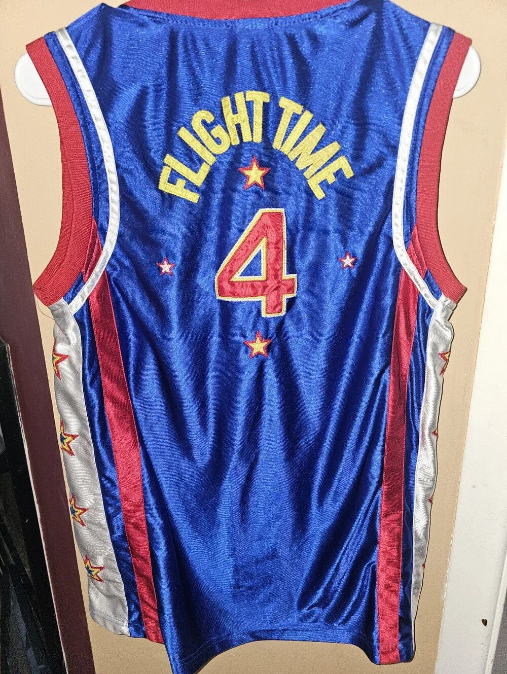 Vintage Large Harlem Globetrotters Flight Time #4 Basketball Jersey Sz L